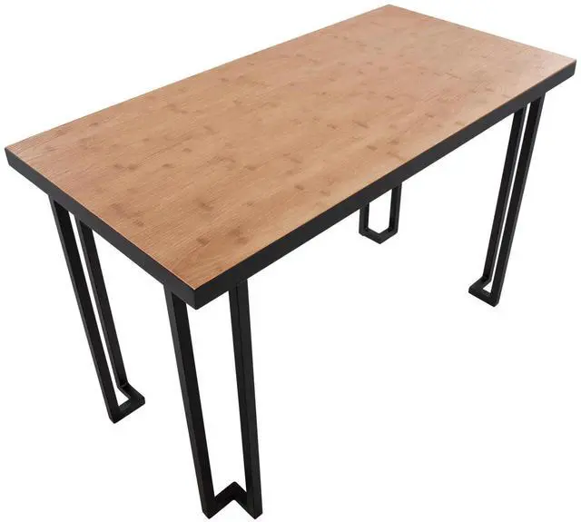 Alt view image 6 of 7 - LumiSource Roman Natural Wood Desk, Home Office Desk, Computer Desk, Black Desk, Small Desk for Bedroom, Gaming Desk, Contemporary Desk