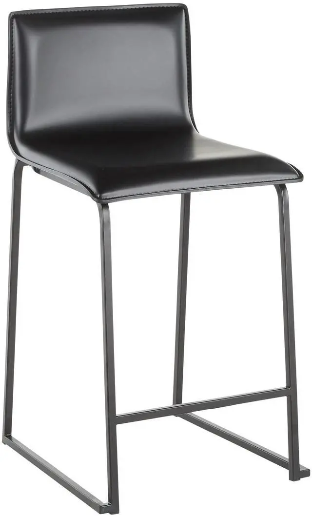 Alt view image 3 of 7 - LumiSource Mara Upholstered Counter Stools for Kitchen Counter with Black and Faux Leather, Counter Height Chairs, Bar Stools Set of 2, Counter Height Chairs, Bar Stools for Kitchen Island