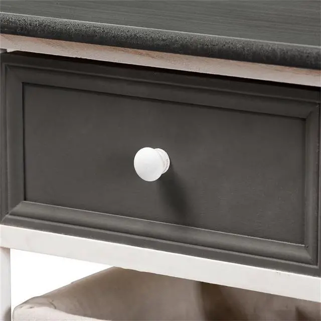 Alt view image 19 of 20 - Baxton Studio Shadell Modern Transitional Two-Tone Dark Grey and White Finished Wood 1-Drawer Storage Unit with Basket