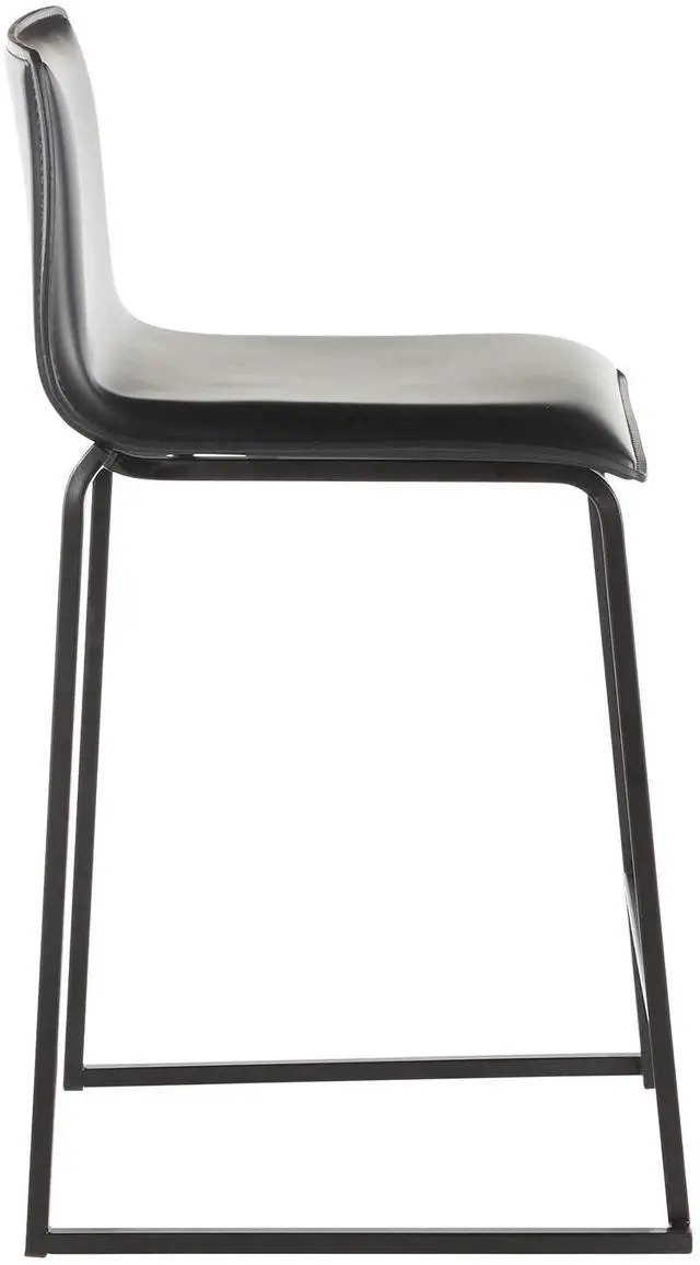 Alt view image 4 of 7 - LumiSource Mara Upholstered Counter Stools for Kitchen Counter with Black and Faux Leather, Counter Height Chairs, Bar Stools Set of 2, Counter Height Chairs, Bar Stools for Kitchen Island