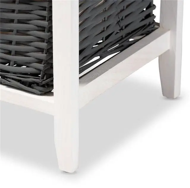 Alt view image 20 of 20 - Baxton Studio Shadell Modern Transitional Two-Tone Dark Grey and White Finished Wood 1-Drawer Storage Unit with Basket