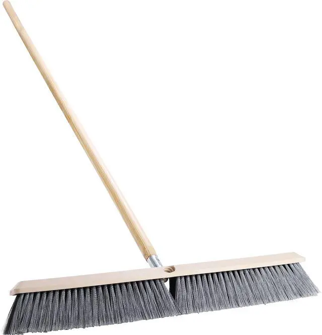 Alt view image 9 of 10 - Genuine Joe Floor Sweep w/ Handle 24"W Heavy-Duty 1-1/8"x60"handle 60467