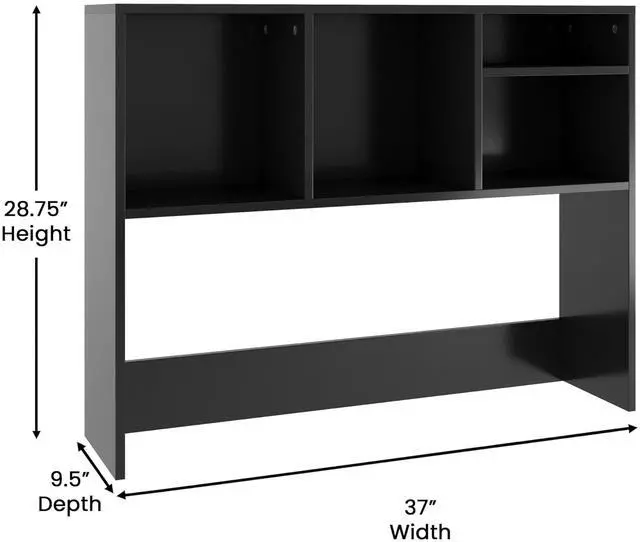 Alt view image 4 of 7 - Flash Furniture Lotus Desktop Bookshelf Organizer, Space Saving Bookshelf for Desktop with Multiple Cubby Spaces, Engineered Wood, 37" W, Black