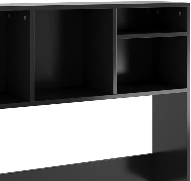 Alt view image 6 of 7 - Flash Furniture Lotus Desktop Bookshelf Organizer, Space Saving Bookshelf for Desktop with Multiple Cubby Spaces, Engineered Wood, 37" W, Black