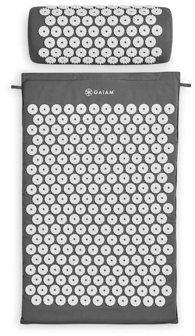 Main image of Gaiam Acupressure Mat and Pillow Set, Acupuncture Style Massage Mat & Pillow, Relief for Sciatic Nerve, Muscle Tension, Fibromyalgia, Neck, Shoulder & Back Pain, Migraine & Headaches and Insomnia Grey