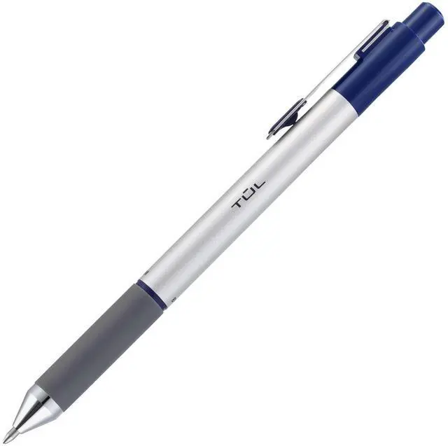 Alt view image 2 of 2 - TUL BP3 Ballpoint, Retractable, Medium Point, 1.0 mm, Silver Barrel, Blue Ink, Pack Of 12