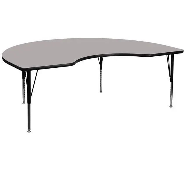 Alt view image 8 of 9 - 48''W x 72''L Kidney Grey HP Laminate Activity Table - Height Adjustable Short Legs