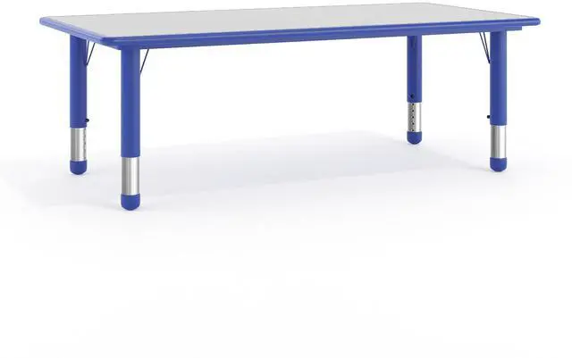 Alt view image 16 of 20 - Flash Furniture Height Adjustable Rectangular Plastic Activity Table with Grey Top, 23.625 by 47.25-Inch, Blue