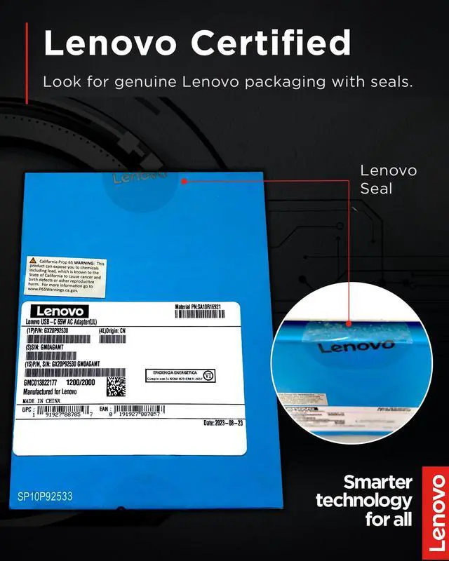 Alt view image 15 of 17 - Lenovo USB-C 65W Standard AC Adapter for Lenovo Yoga C930-13, Yoga 920-13, Yoga 730-13, IdeaPad 730s-13