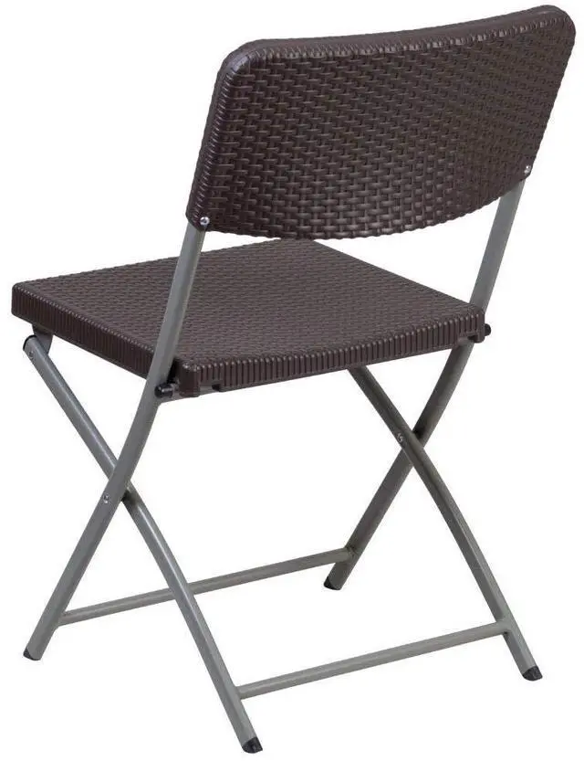 Alt view image 20 of 20 - Flash Furniture Rattan Plastic Folding Chair Brown Set of 2 (2DADYCZ61)