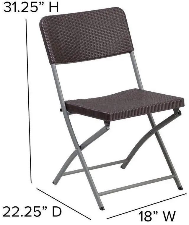 Alt view image 19 of 20 - Flash Furniture Rattan Plastic Folding Chair Brown Set of 2 (2DADYCZ61)