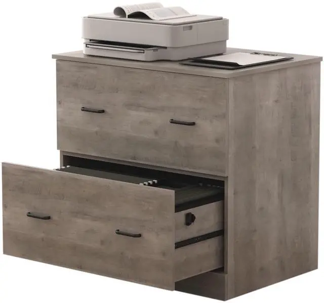 Alt view image 3 of 7 - Realspace® Peakwood 30-1/2"W x 21-4/5"D Lateral 2-Drawer File Cabinet, Smoky Brown