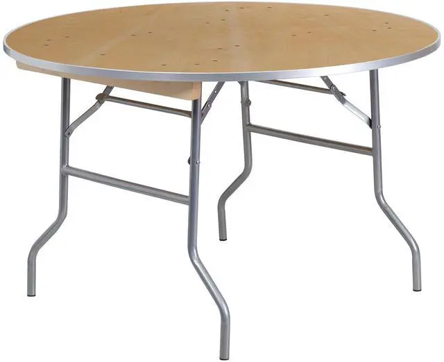 Alt view image 8 of 14 - 48'' Round HEAVY DUTY Birchwood Folding Banquet Table with METAL Edges