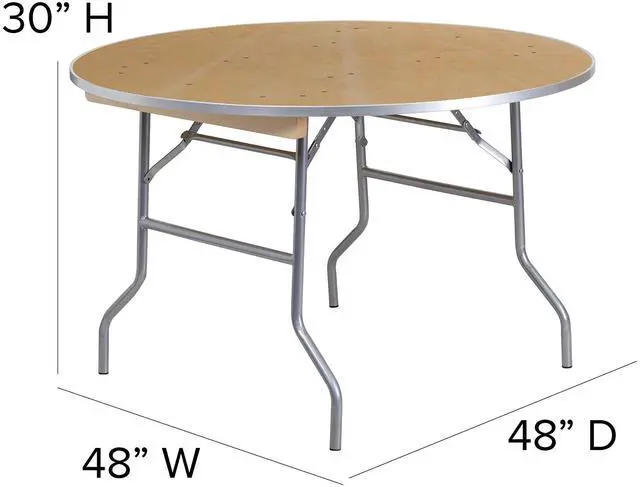 Alt view image 11 of 14 - 48'' Round HEAVY DUTY Birchwood Folding Banquet Table with METAL Edges