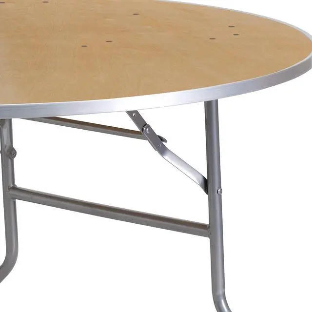 Alt view image 12 of 14 - 48'' Round HEAVY DUTY Birchwood Folding Banquet Table with METAL Edges
