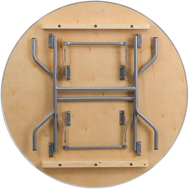 Alt view image 14 of 14 - 48'' Round HEAVY DUTY Birchwood Folding Banquet Table with METAL Edges