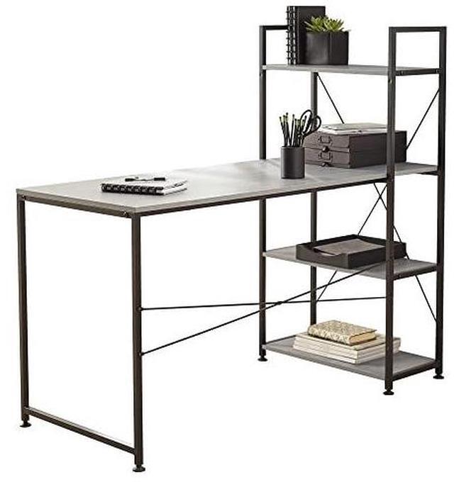 Alt view image 3 of 7 - Realspace® Trazer 56"W Computer Desk With Storage Shelves, Gray