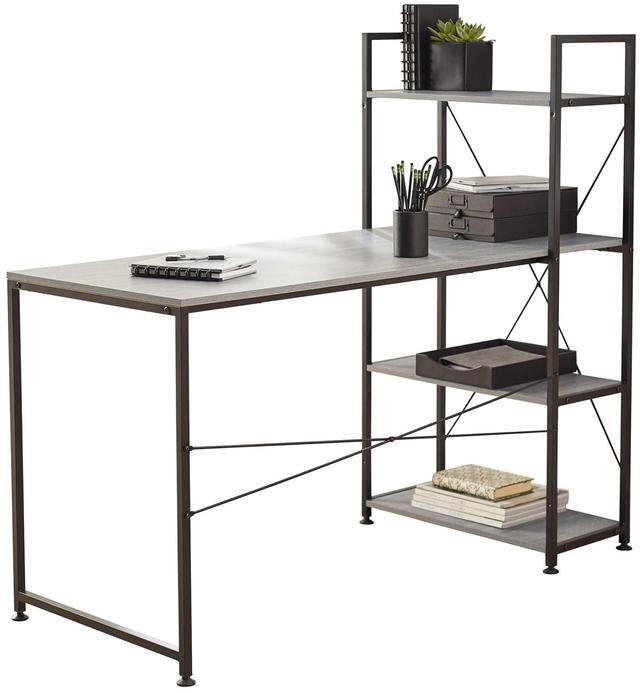 Alt view image 2 of 7 - Realspace® Trazer 56"W Computer Desk With Storage Shelves, Gray