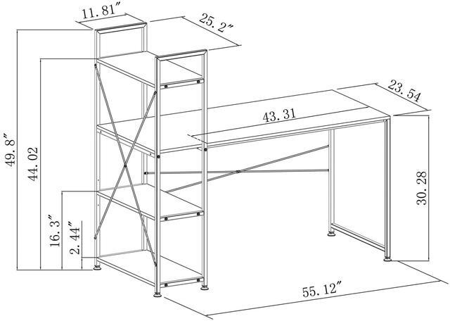 Alt view image 6 of 7 - Realspace® Trazer 56"W Computer Desk With Storage Shelves, Gray