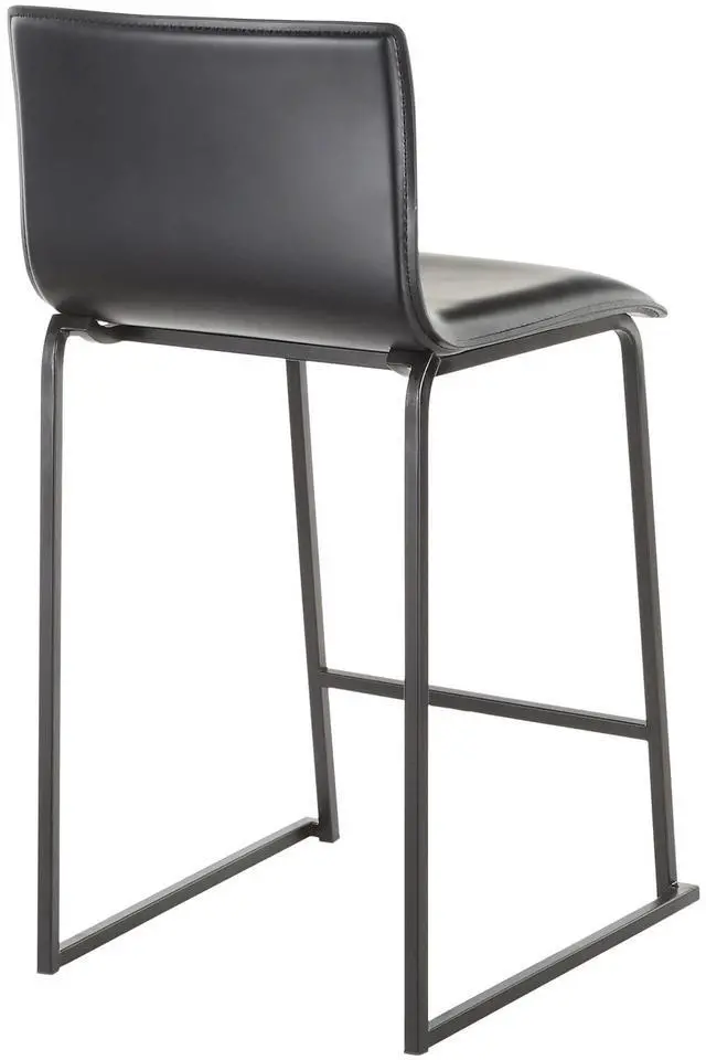 Alt view image 5 of 7 - LumiSource Mara Upholstered Counter Stools for Kitchen Counter with Black and Faux Leather, Counter Height Chairs, Bar Stools Set of 2, Counter Height Chairs, Bar Stools for Kitchen Island