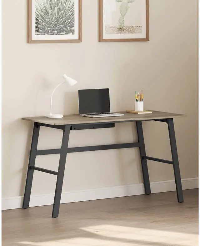 Alt view image 4 of 7 - Realspace® Nashira 52"W Computer Desk With Detachable Hutch, Light Oak/Gray