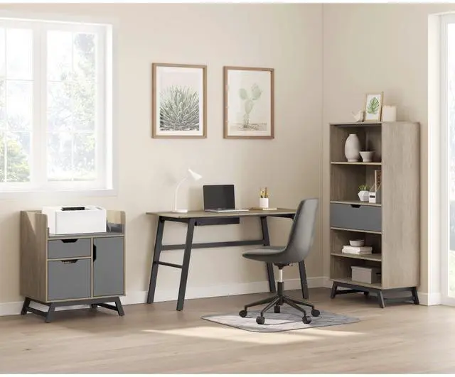 Alt view image 6 of 7 - Realspace® Nashira 27"W Printer Stand With Charging Station, Light Oak/Gray
