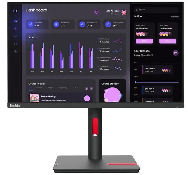 Alt view image 2 of 7 - ThinkVision T24i-30 23.8 Full HD WLED LCD Monitor - 16:9
