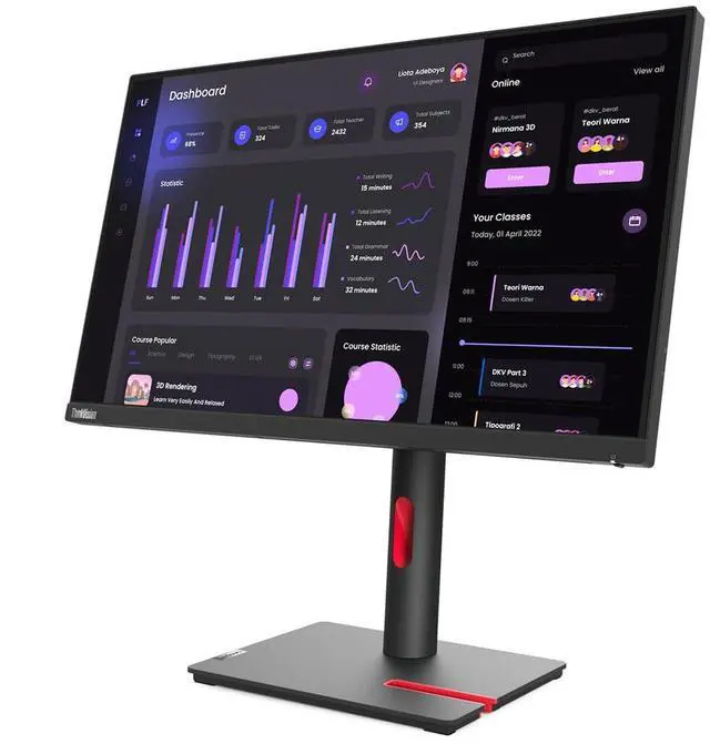 Alt view image 4 of 7 - ThinkVision T24i-30 23.8 Full HD WLED LCD Monitor - 16:9