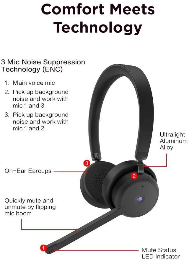 Alt view image 19 of 20 - Lenovo Wireless VoIP Headset (Teams)