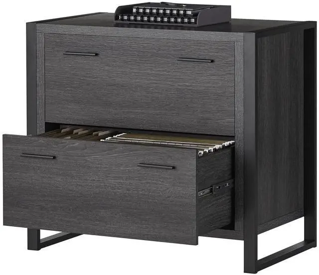 Alt view image 2 of 7 - Realspace® DeJori 32-3/4"W x 19-9/16"D Lateral 2-Drawer File Cabinet, Charcoal