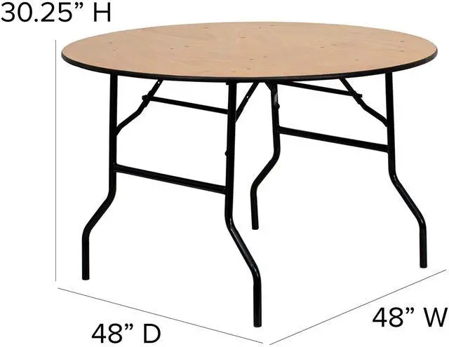 Alt view image 7 of 10 - Flash Furniture YT-WRFT48-TBL-GG 48-Inch Round Wood Folding Banquet Table with Clear Coated Finished Top, Black