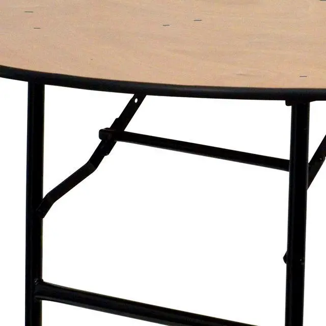 Alt view image 10 of 10 - Flash Furniture YT-WRFT48-TBL-GG 48-Inch Round Wood Folding Banquet Table with Clear Coated Finished Top, Black