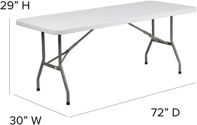 Alt view image 17 of 19 - 30''W x 72''L Granite White Plastic Folding Table