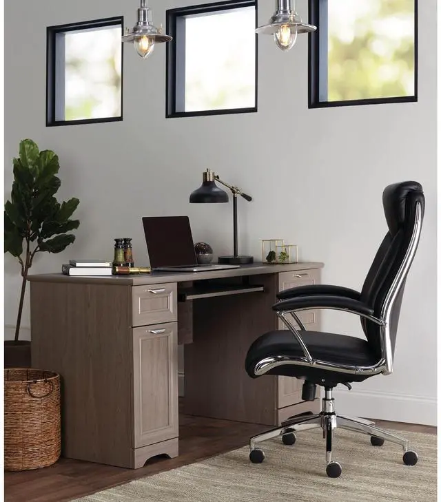 Alt view image 2 of 7 - ® - Chair - Modern Comfort Verismo Bonded Leather High-Back Executive Chair, Black/Chrome - 31" x 14" x 24.5"