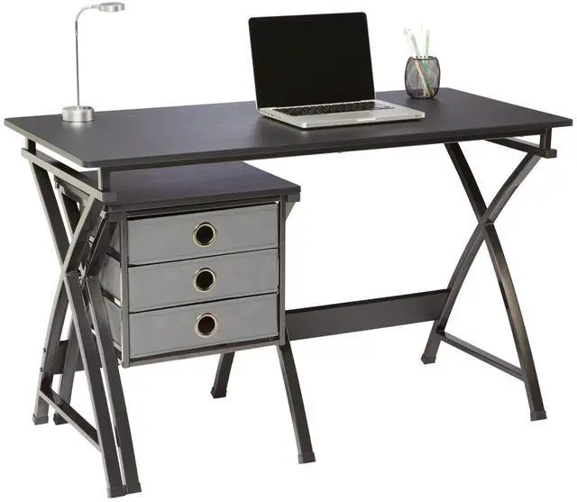 Alt view image 3 of 7 - Realspace® X-Cross 48"W Computer Desk With File Cabinet, Black