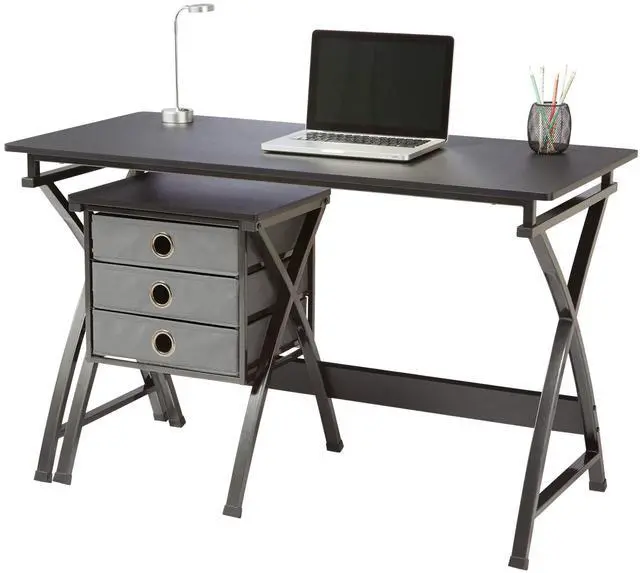 Alt view image 4 of 7 - Realspace® X-Cross 48"W Computer Desk With File Cabinet, Black