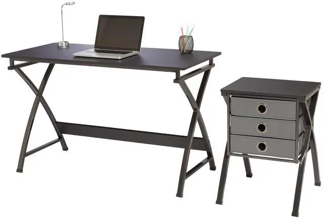 Alt view image 5 of 7 - Realspace® X-Cross 48"W Computer Desk With File Cabinet, Black