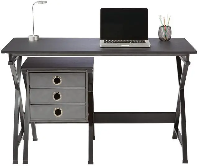 Alt view image 6 of 7 - Realspace® X-Cross 48"W Computer Desk With File Cabinet, Black