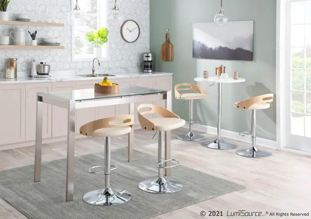 Alt view image 13 of 13 - LumiSource Adjustable Bar Table w/ White Top BT-ADJ23TW W