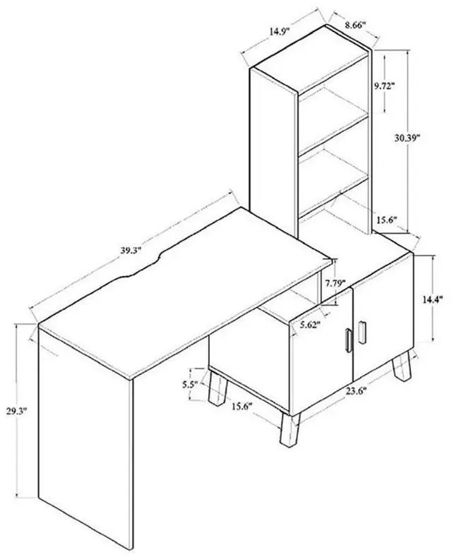 Alt view image 15 of 20 - Baxton Studio Jaeger Modern and Contemporary Two-Tone Walnut Brown and Dark Grey Finished Wood Storage Desk with Shelves
