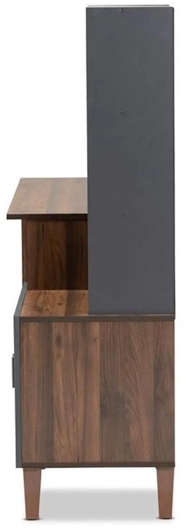Alt view image 18 of 20 - Baxton Studio Jaeger Modern and Contemporary Two-Tone Walnut Brown and Dark Grey Finished Wood Storage Desk with Shelves