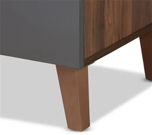 Alt view image 20 of 20 - Baxton Studio Jaeger Modern and Contemporary Two-Tone Walnut Brown and Dark Grey Finished Wood Storage Desk with Shelves