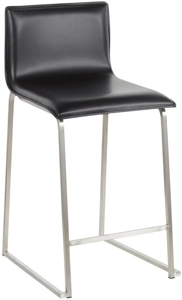 Alt view image 3 of 7 - LumiSource Mara Upholstered Counter Stools for Kitchen Counter in Stainless Steel and Faux Leather, Counter Height Chairs, Bar Stools Set of 2, Bar Stools for Kitchen Island