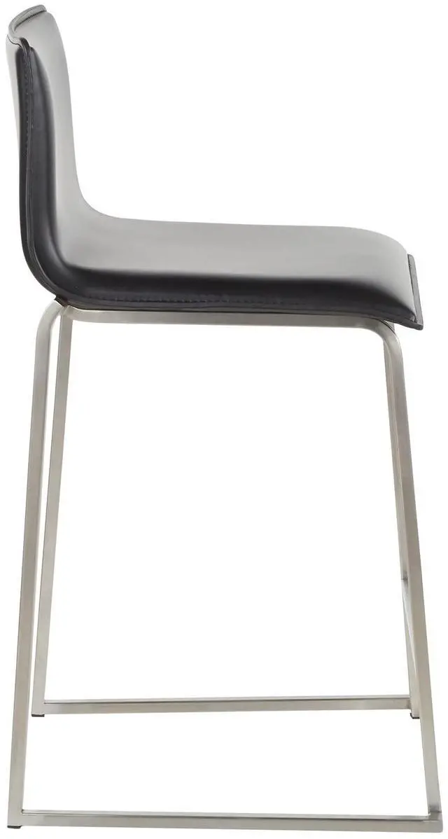 Alt view image 4 of 7 - LumiSource Mara Upholstered Counter Stools for Kitchen Counter in Stainless Steel and Faux Leather, Counter Height Chairs, Bar Stools Set of 2, Bar Stools for Kitchen Island