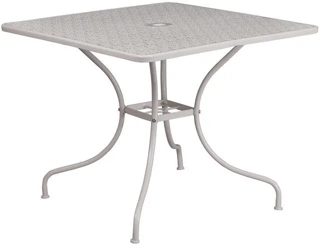 Alt view image 18 of 20 - Commercial Grade 35.5" Square Light Gray Indoor-Outdoor Steel Patio Table