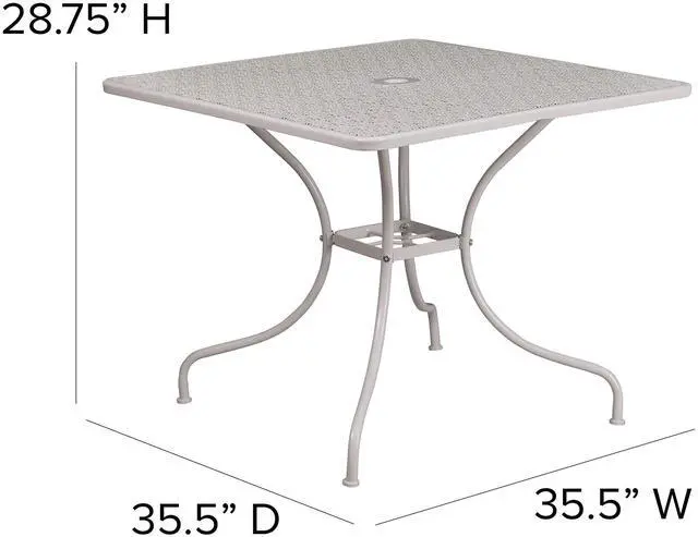 Alt view image 19 of 20 - Commercial Grade 35.5" Square Light Gray Indoor-Outdoor Steel Patio Table