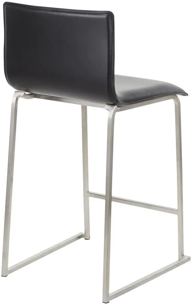 Alt view image 5 of 7 - LumiSource Mara Upholstered Counter Stools for Kitchen Counter in Stainless Steel and Faux Leather, Counter Height Chairs, Bar Stools Set of 2, Bar Stools for Kitchen Island