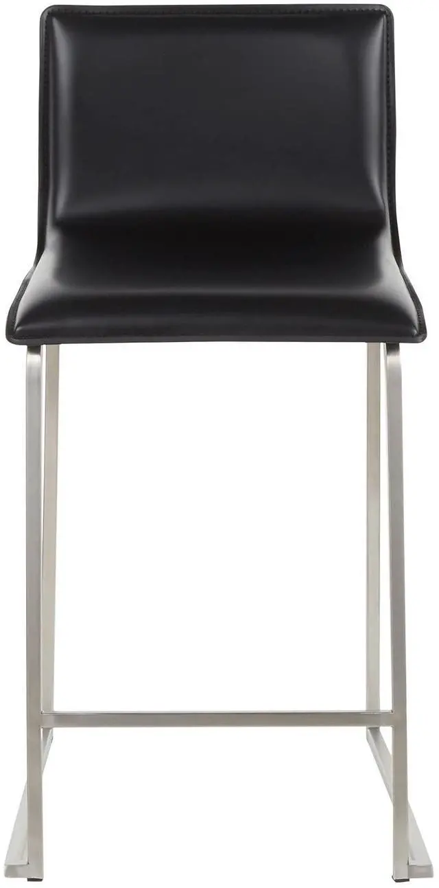 Alt view image 7 of 7 - LumiSource Mara Upholstered Counter Stools for Kitchen Counter in Stainless Steel and Faux Leather, Counter Height Chairs, Bar Stools Set of 2, Bar Stools for Kitchen Island