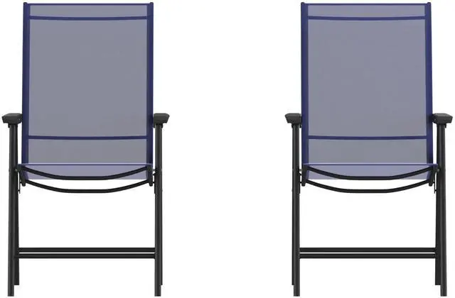 Alt view image 9 of 14 - Flash Furniture Paladin Outdoor Folding Patio Sling Chair Navy 2/Pack (2TLHSC044NV)