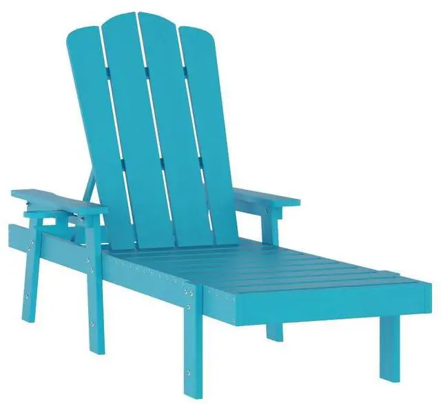 Main image of Flash Furniture Sonora Adjustable Adirondack Lounger with Cup Holder, Commercial Grade All-Weather-Weather Indoor/Outdoor Recycled HDPE Lounge Chair, Blue